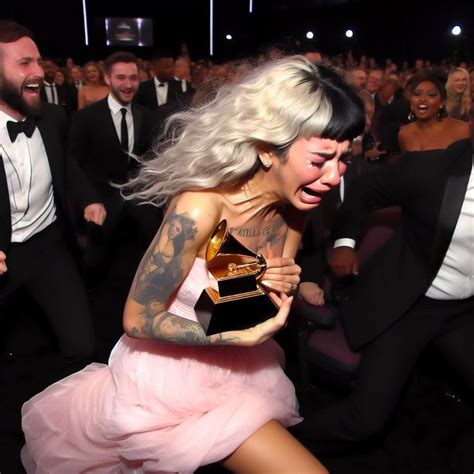 A Woman In A Pink Dress Holding An Award And Dancing With Other People