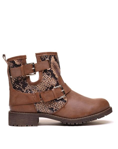 Bottines Marron Plates Ajour Es Shoe Addict Biker Boot Addiction