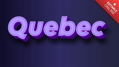 Quebec 3D Neón Púrpura Generador de Efectos de Texto