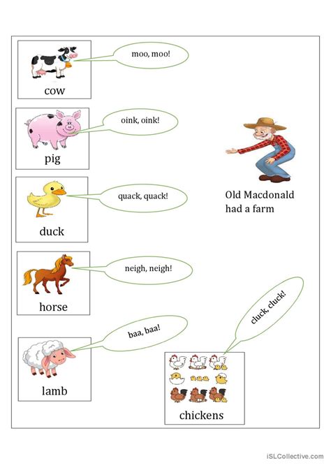 Old Macdonald Had A Farm Activities English Esl Worksheets Pdf And Doc