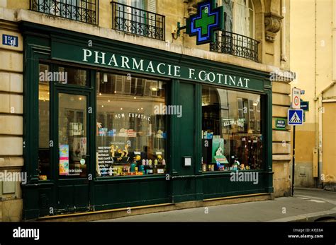 A Vibrant Image Of A French Pharmacy In Paris France Photographed