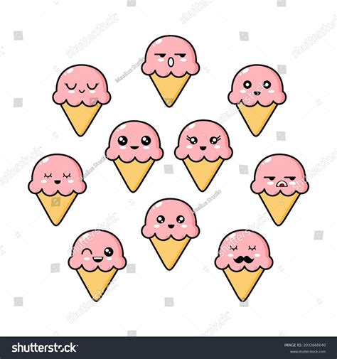 Kawaii Cute Ice Cream Kawaii Foods Stock Vector Royalty Free 2032660040 Shutterstock