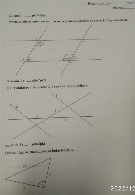 Geometria płaska pojęcia wstępne Trójkąty Prosze mnie pomoć