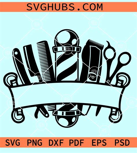 Barber shop Logo SVG, barber shop name frame svg, Barber tools svg