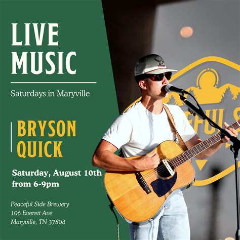 Live Music Saturdays Bryson Quick Peaceful Side Brewery