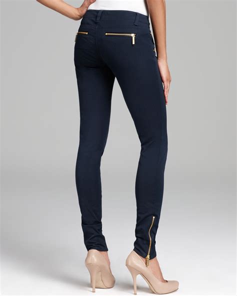 Michael Michael Kors Rocker Zip Skinny Pants In Blue Lyst