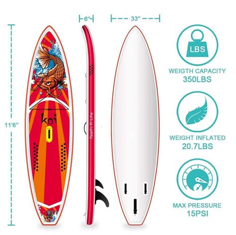 Funwater 11'6" Feath-R-Lite Koi Inflatable Paddle Board SUP | Good Wave ...