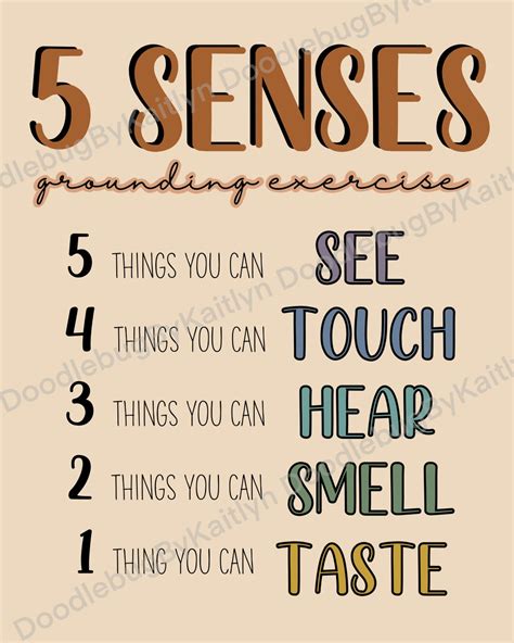 5 Senses Grounding Exercise Unframed Poster Etsy