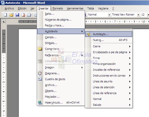 El Aula Ofim Tica C Mo Crear Un Autotexto En Word