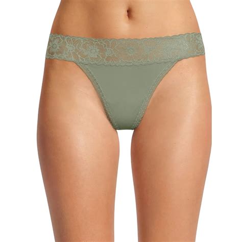 No Boundaries Women S Micro Lace Thong Panties Size Large Wild Sage