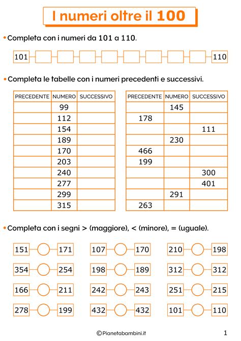 I Numeri Oltre Il Schede Didattiche Per La Classe Seconda