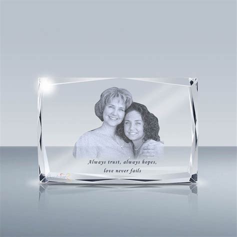 Custom Laser Etched Crystal Cube X Sh Personalized Photo Crystal