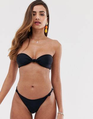 South Beach Recycled Mix Match Knot Bandeau Bikini Top In Black Asos