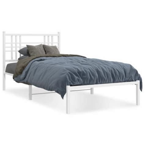 Vidaxl Metal Bed Frame With Headboard White X X