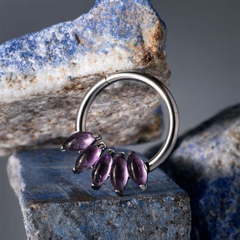 Пирсинг Implant Grade кольцо-кликер титан iris Amethyst 1.2 (16 G) x 10 ...
