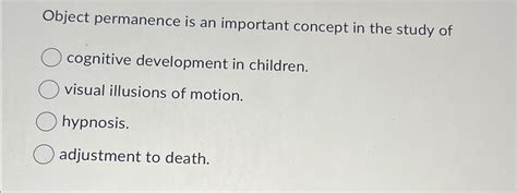 Solved Object permanence is an important concept in the | Chegg.com