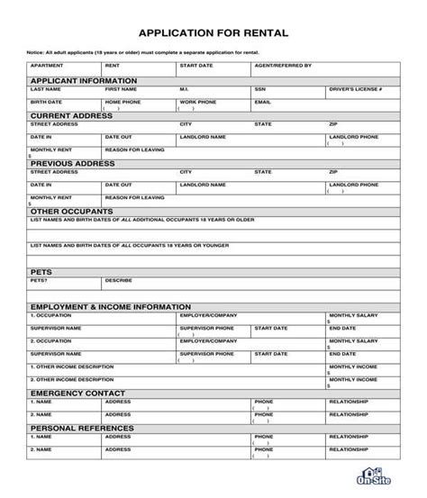 Apartment Application Form Fillable Pdf Printable Forms Free Online