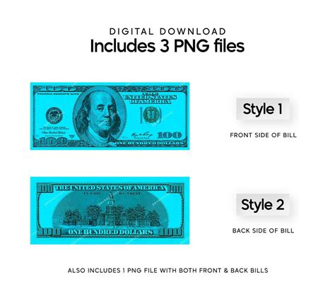 Blue 100 Dollar Bill Money PNG US One Hundred Dollar Bill | Etsy