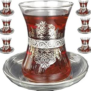 Amazon Vissmarta Vintage Turkish Tea Glasses Cups Saucers Set Of