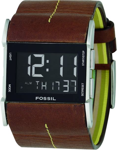 Fossil Jr Montre Homme Quartz Digitale Bracelet En Cuir