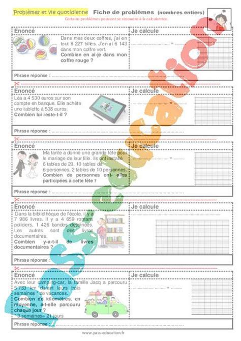 Les Nombres Entiers Cm1 Cm2 6ème Segpa Erea Problèmes Et Vie Quotidienne Pdf à