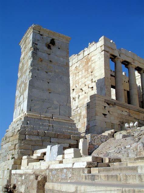 Agrippa Pedestal And Temple Of Nike On Acropolis In Athens Greece