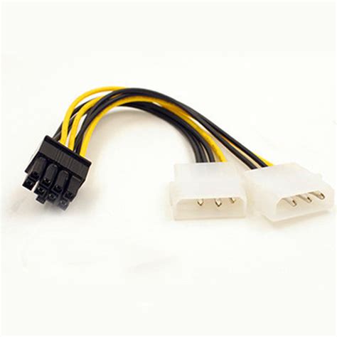 Dual 4 Pin Molex IDE To 8 Pin PCI Express Power Cable PCI E Adapter