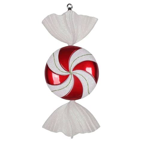 18.5'' Red-White Swirl Candy Glitter | Large christmas ornaments, Candy ...