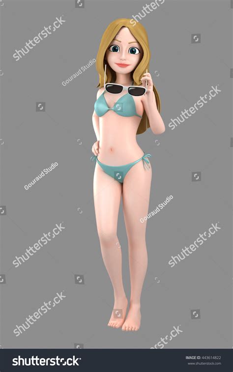 Ilustrasi Stok 3d Illustration Sexy Girl Swimsuit Bikini 443614822 Shutterstock