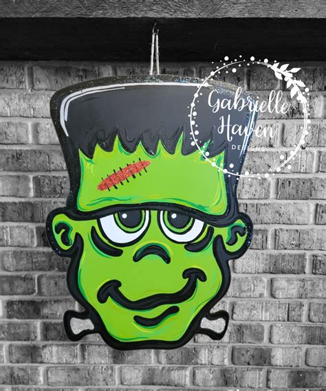 Frankenstein Door Hanger, Halloween Door Hanger, Frankenstein Wreath ...