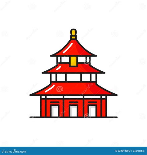 Temple of Heaven Chinese Pagoda Tower Line Icon Stock Vector ...