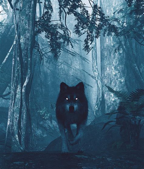 Wolf In The Dark Forest Painting By Julien Fine Art America