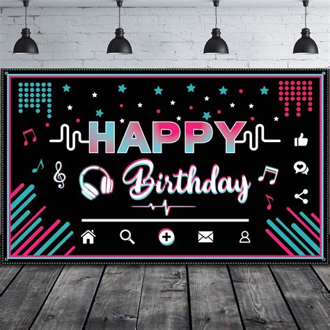 Music Happy Birthday Party Backdrop Musical Social Media Birthday Party Supplies