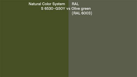 Natural Color System S 6530 G50y Vs Ral Olive Green Ral 6003 Side By