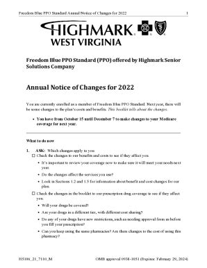 Fillable Online Freedom Blue Ppo Standard Annual Notice Of Changes For