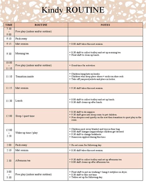 Kindy Routine Detailed Pdf