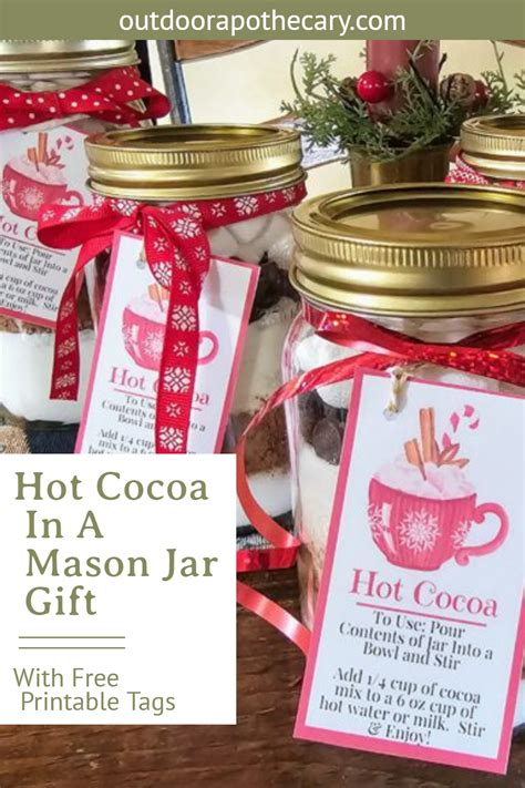 Hot Cocoa In A Mason Jar Gift With Free Printable Tags Recipe Diy