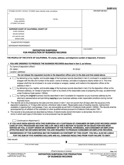 Subpoena For Records Fill Out Sign Online DocHub