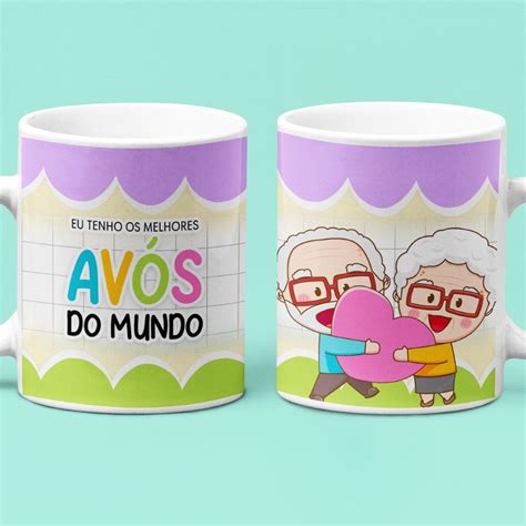 Arte Caneca Dia Dos Avos - Pack 10 Artes Caneca Dia dos Avós Sublimação Editáveis PSD - Ello Criativo