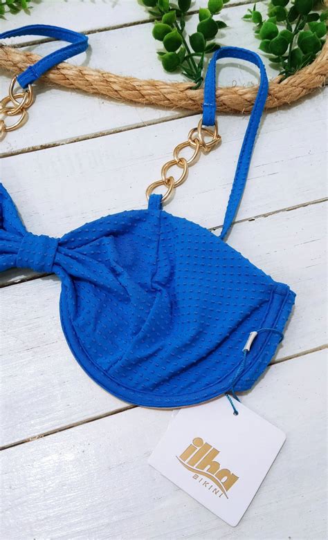 Sutiã Biquíni Aro e Corrente Azul Ilha Bikini