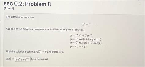 Solved Sec Problem Point The Differential Chegg