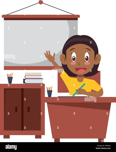 Student girl in classroom cartoon Stock Vector Image & Art - Alamy