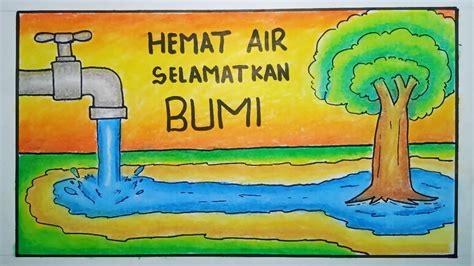 Cara Menggambar Poster Hemat Airposter Hemat Energi Youtube