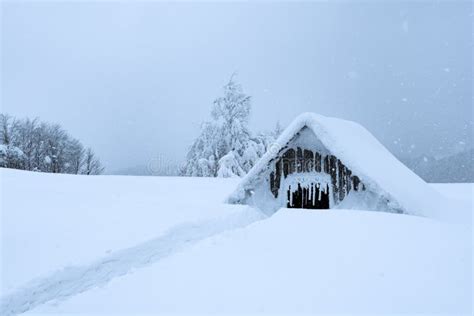 Fantastic Landscape with Snowy House Stock Photo - Image of range, hill: 163777076