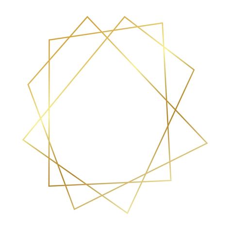 Gold geometrischer polygonaler rahmen mit glänzenden effekten isoliert