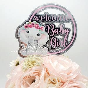 Elephant Baby Centerpiece Toppers Set Of 4 Girl Baby Shower Baby Girl