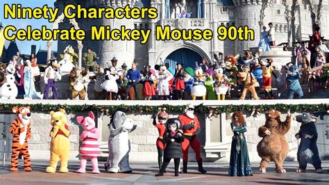 Ninety Disney Characters Celebrate Th Birthday Of Mickey Mouse At