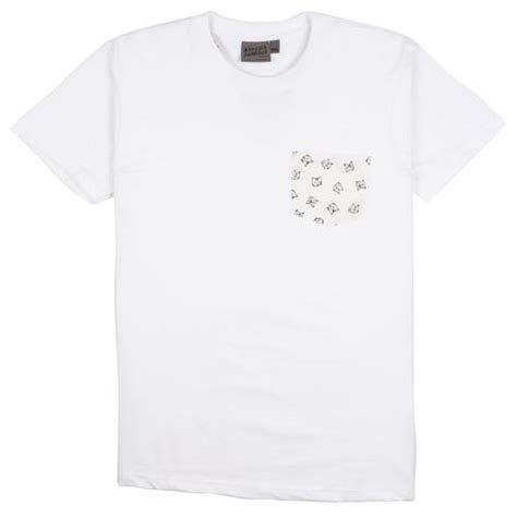 Naked And Famous Pocket Tee White Cat Face Black Riot HK