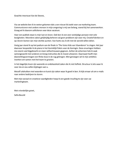 Solicitatiebrief Nederlands Geachte Mevrouw Van De Steene Via Uw