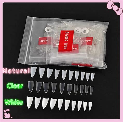 500pcs Pack Clear Sharp Ending Stiletto False Nail Tips Acrylic Nail